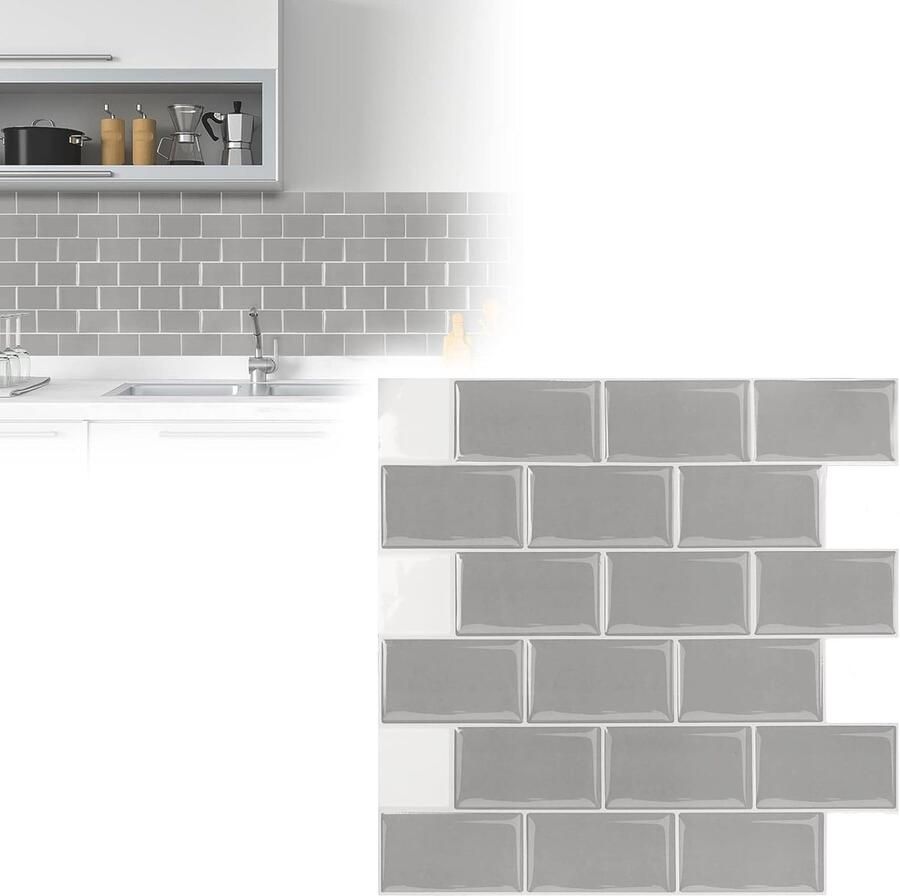 3D Tegelstickers Zelfklevend 10 Stuks voor Keuken en Badkamer Waterdicht en Verwijderbaar