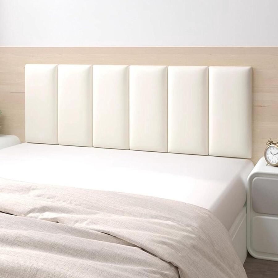 3D Wall Panels Pack of 2 30 x 40 cm Wall Cladding Wall Cushion Self-Adhesive Bed Wall Cushion for Bedroom Children's Room White