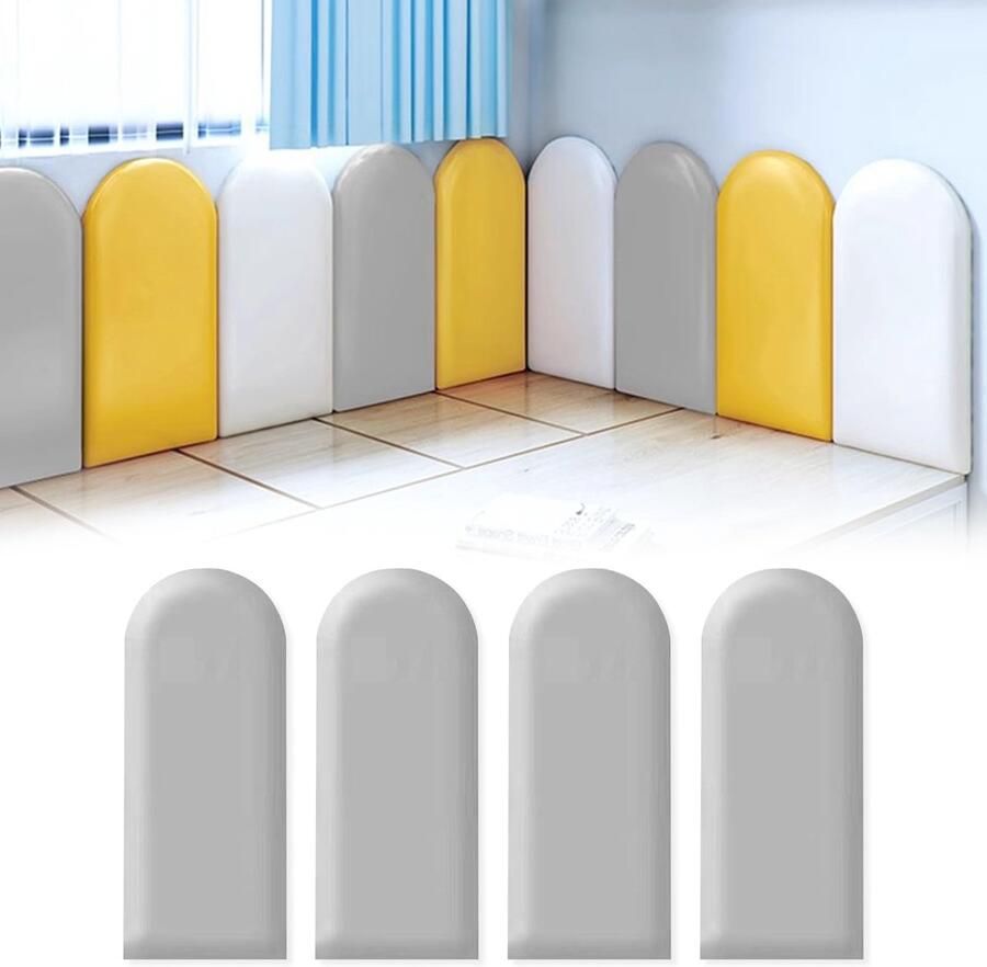 3D wandpanelen zelfklevende wandbekleding waterdichte PU-wandkussens voor kinderkamers gewatteerde wandpanelen wandkussens om op te hangen aan hoofdborden bedkussens voor kinderkamers (grijs)