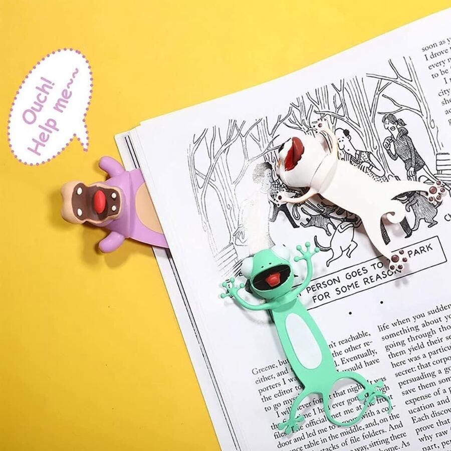 3D Wolf Bladwijzer Cartoon Pagina Clip Grappige Stereo Reading Bladwijzer voor Kinderen Leuk Verjaardagscadeau