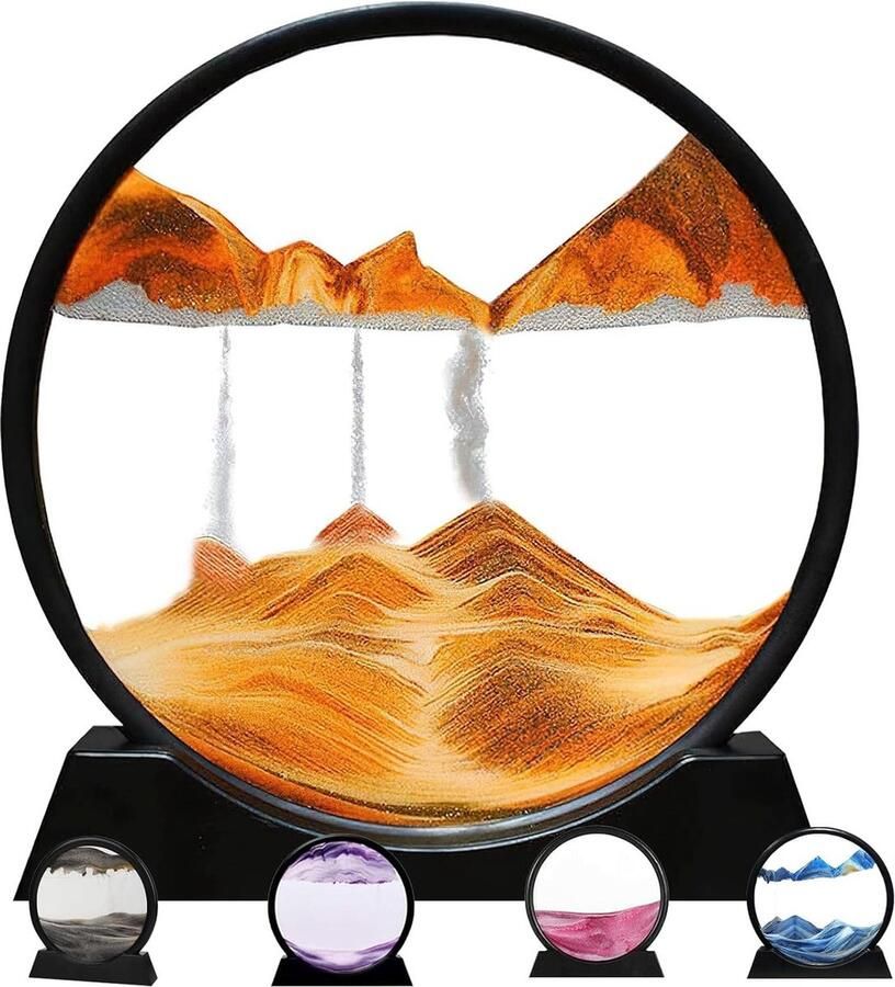 3D zandloper diepzeezandlandschap bewegende zandkunst draaibare zandloper decoratie voor kantoor en woonkamer met volwassenen en kinderen