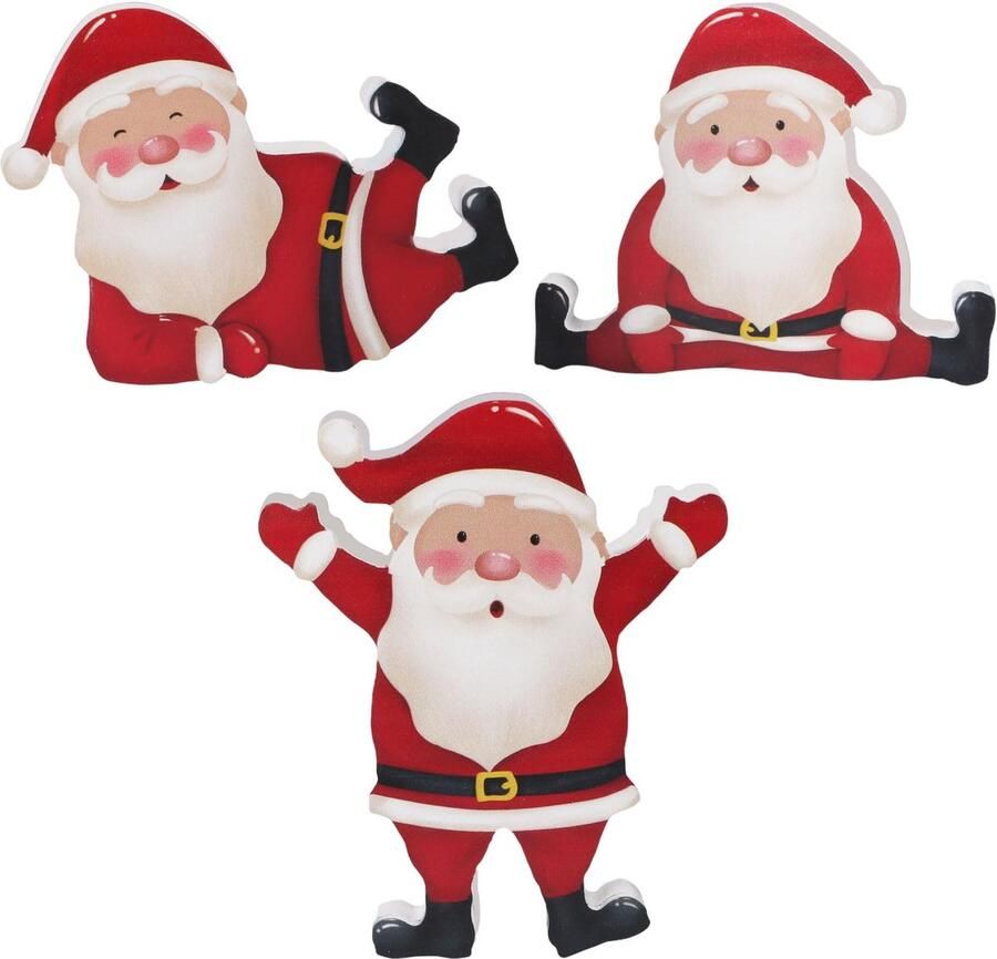 3Pcs Santa Claus Christmas Decoration Indoor Cute Santa Claus Wooden Blocks Winter Layered Drawer Decor Set Xmas Table Decoration for Party Home Office Shelf