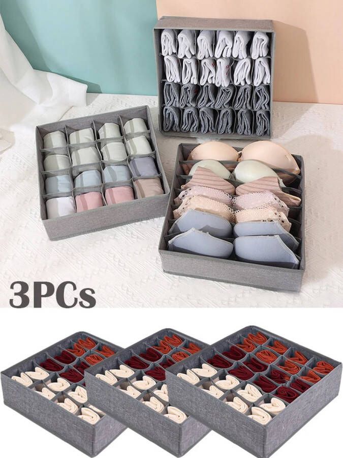 3Pcs Sokken Ondergoed Organisatoren Opbergdoos Kledingkast Organizer Divider Dozen Voor Sokken Bra Closet Lade Organisatoren