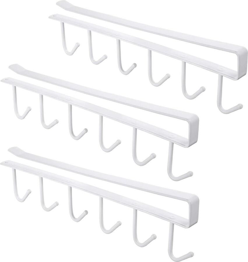 3stuks Multifunctionele hanger haakjes Keukenkast hanger Keukengerei Ophanghaken Kledingkast Organizer Kast Organizer Metalen Opberghaak Keuken Opbergrek wit Kast-inzetstuk Kledingkast Organizer
