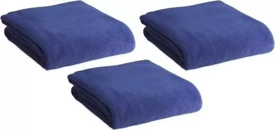 3x Fleece dekens plaids kleedjes blauw 120 x 150 cm Bank woonkamer dekentjes - Foto 1