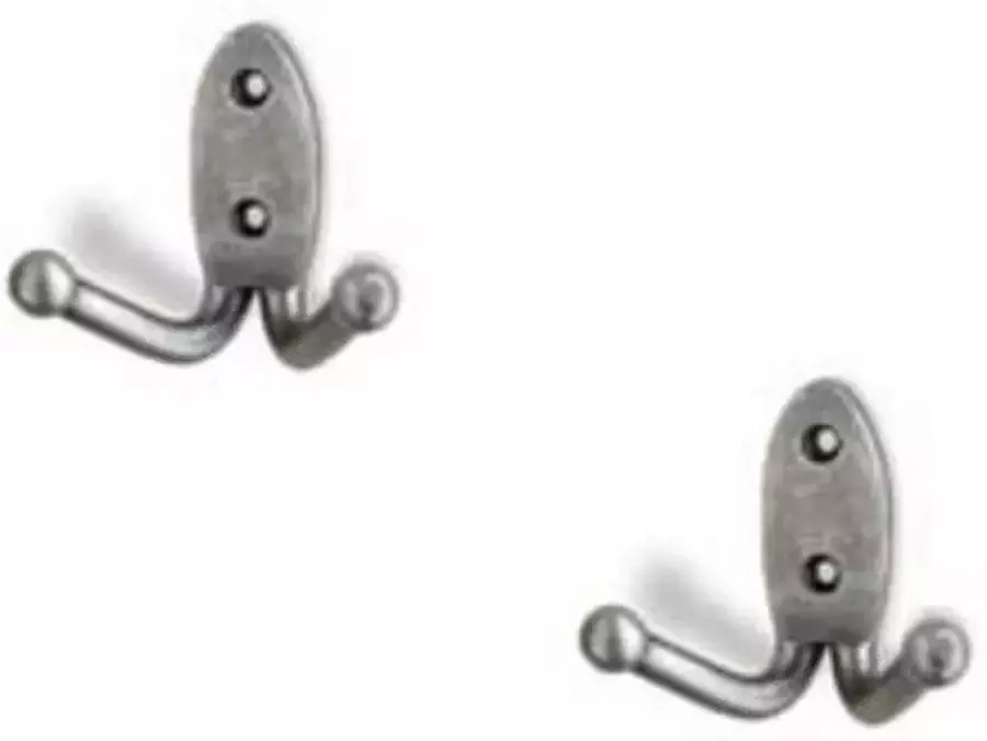 3x Luxe kapstokhaken jashaken antiek tin metaal verzinkt 6.1 x 7 cm metalen kapstokhaakjes garderobe haakjes