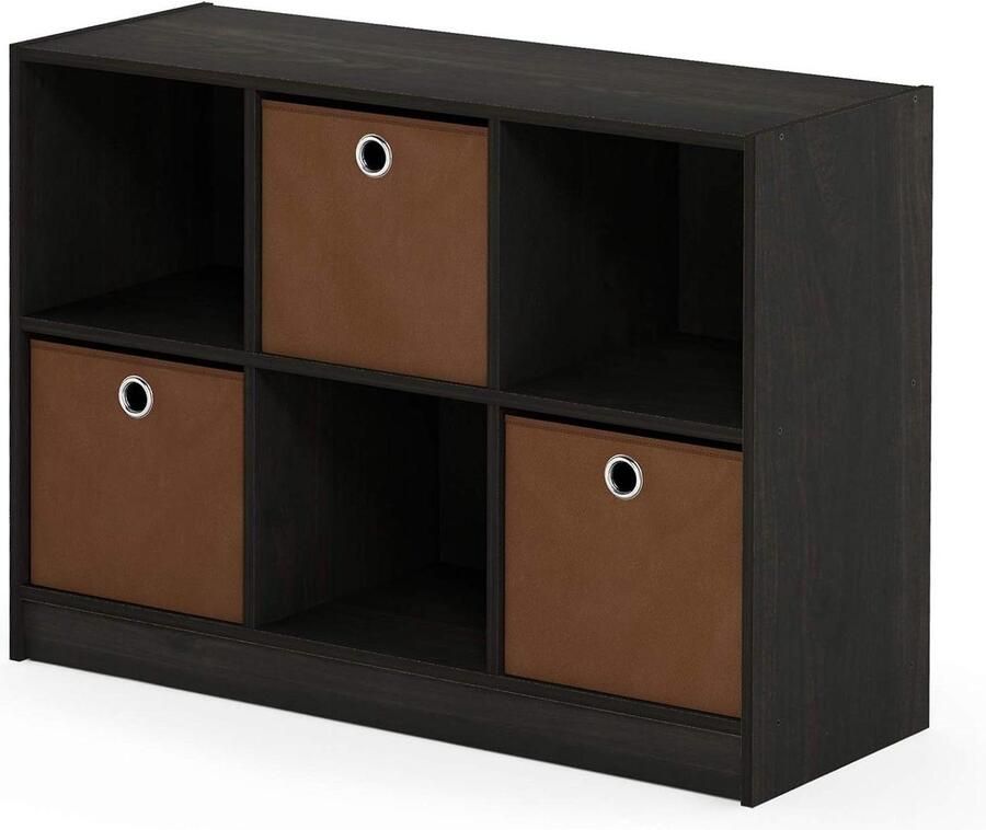 3x2 Boekenkast Opslag met Bakken Espresso Bruin