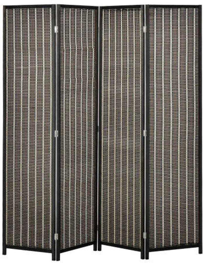 4-delig vouwscherm 180 x 180 cm van bamboe opvouwbaar privacyscherm voor de woonkamer bruin