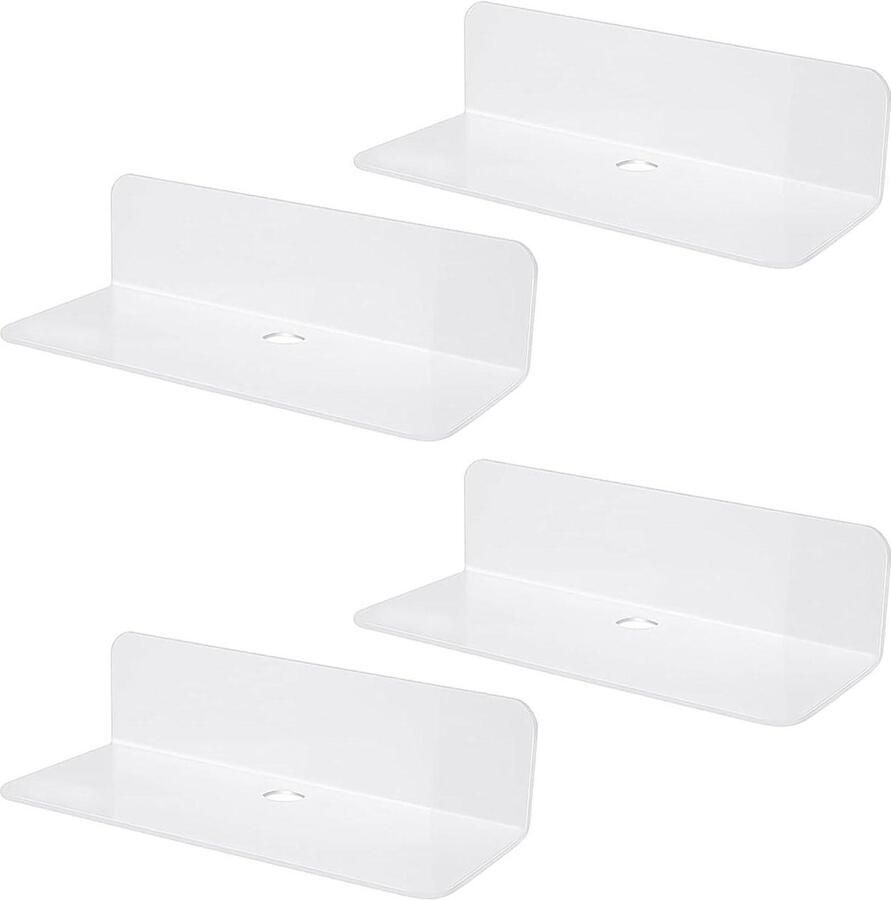 4-delige acryl wandplankset zelfklevend wandrek zonder boren transparant