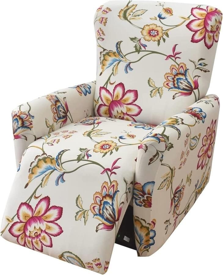 4-delige Fauteuilhoes voor 1-zits Fauteuil Elastische Meubelhoes met Moderne Print Beschermende Stoelhoes voor Thuis