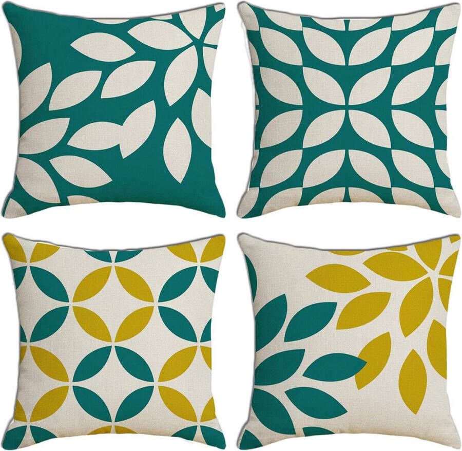 4-delige kussensloop patroon kussenhoes decoratieve kussenslopen geometrisch patroon decoratieve kussenhoes kussen voor woonkamer bank bed (groen)