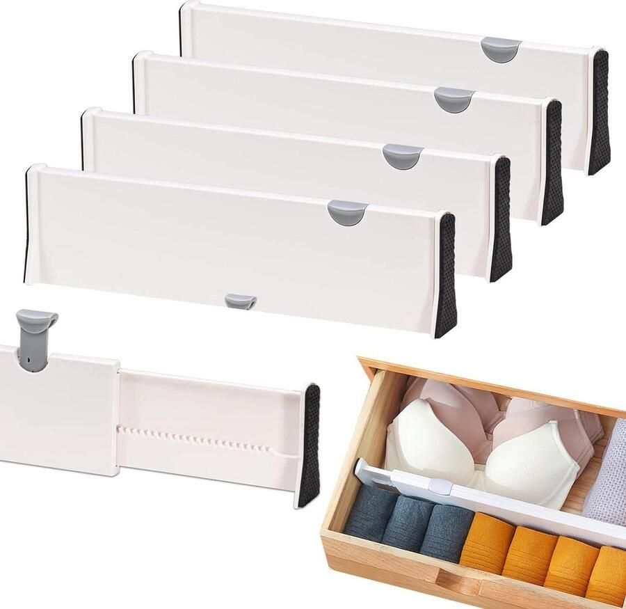 4-Delige Lade Organiser Verstelbare Ladeverdeler voor Keuken Dressoir Badkamer Groot