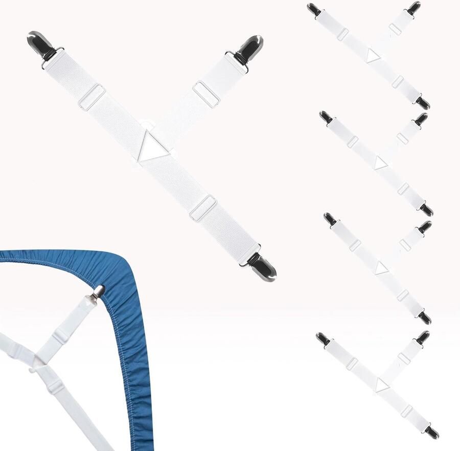 4-delige laken spanner set verstelbaar elastisch met metalen clips voor lakens matrassen bankstellen