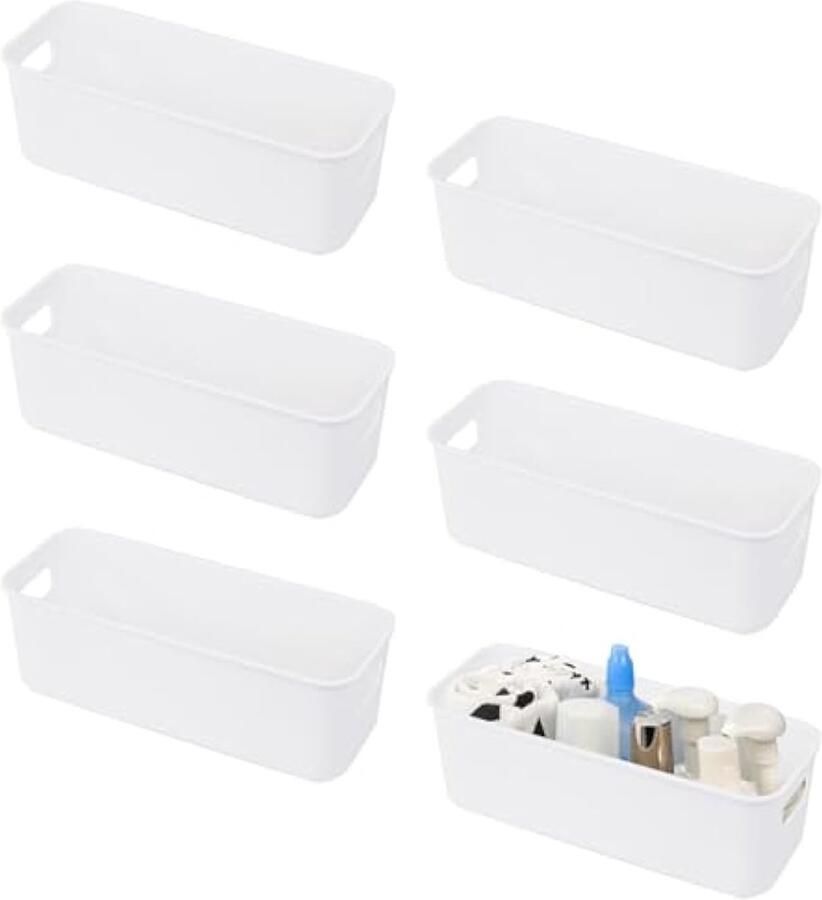4-delige opbergdoos kunststof opbergmand kunststof opbergdoos kunststof opbergdoos voor keuken badkamer keukenkast kantoor cosmetica kinderkamer (wit)