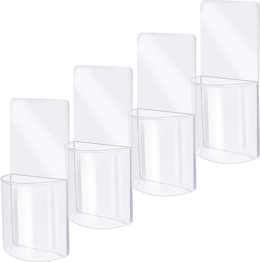 4-Delige Opbergdoos voor Afstandsbedieningen en Media Wandhouder van Transparant Acryl Organisator voor TV-Accessoires