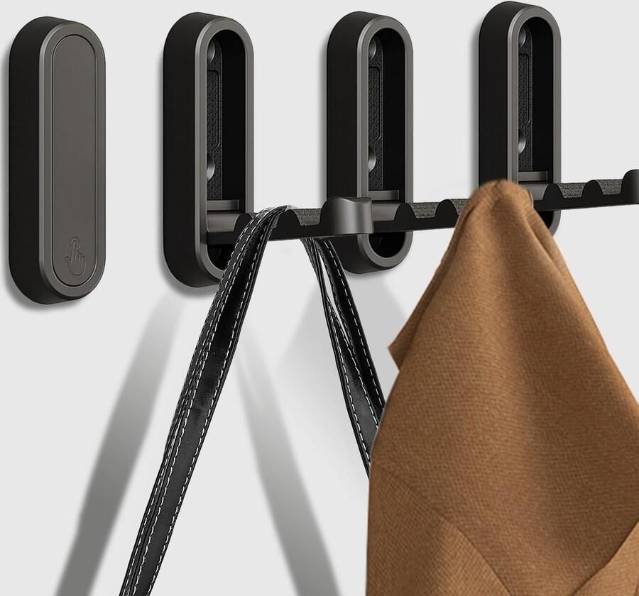 4-Delige Opvouwbare Jas Zinklegering Vouwmuurhaak Voor Hangende Jas Handdoek Hoed Rugzak Zwart