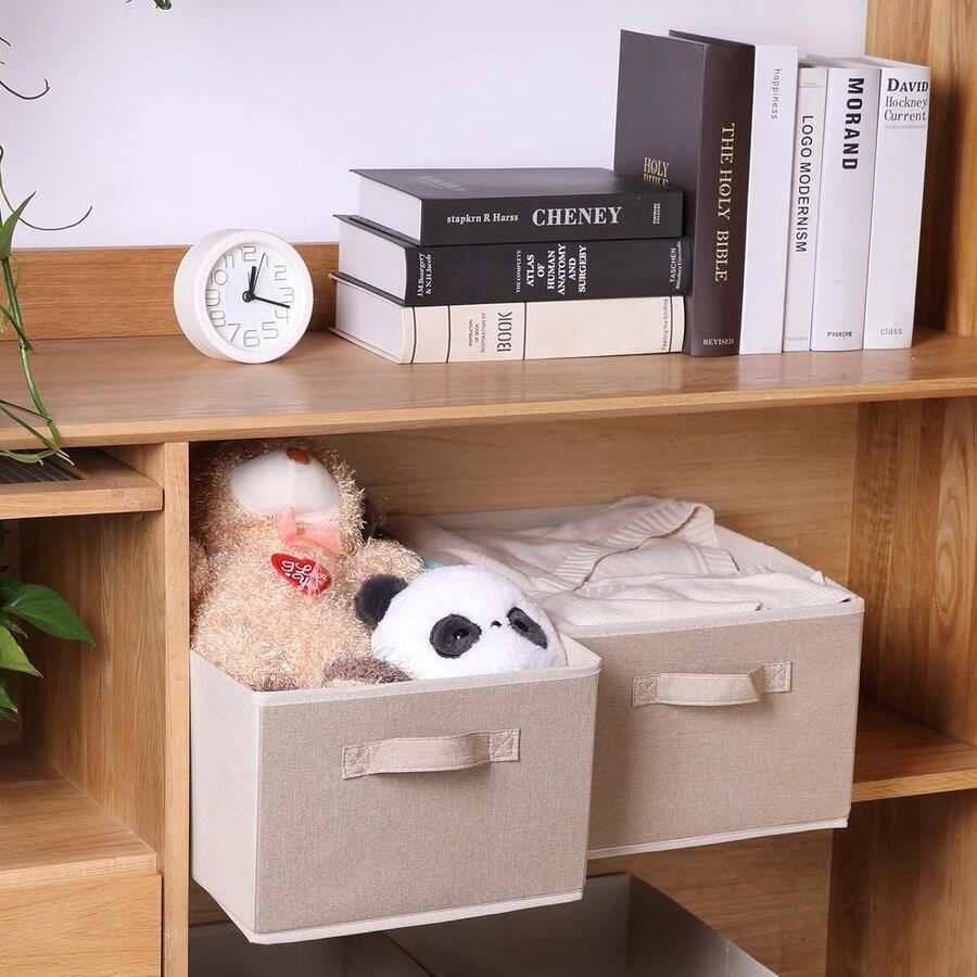 4-delige opvouwbare opslagbakken opbergdozen voor kleding en speelgoed 4 stuks grijs stoffen