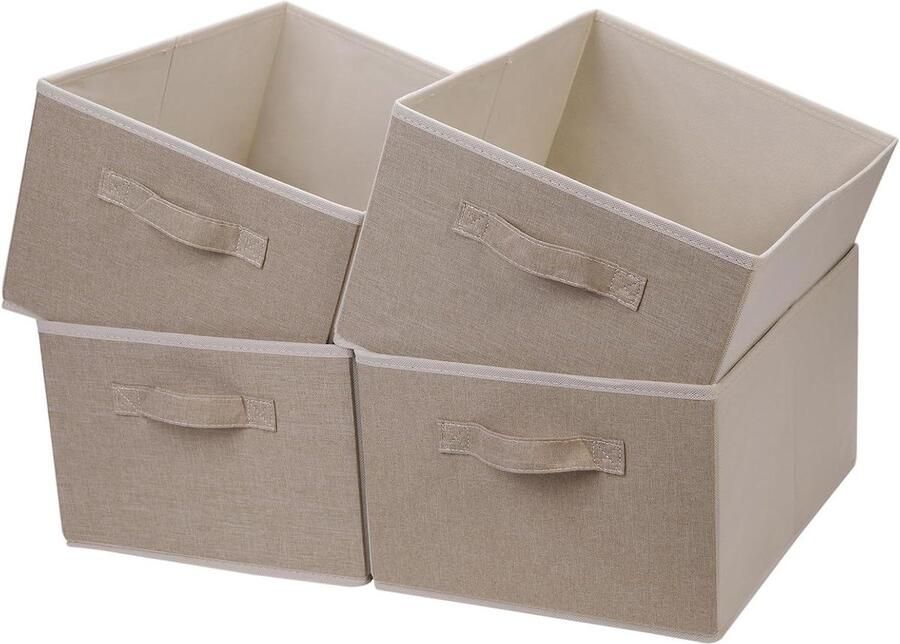4-delige opvouwbare opslagbakken opbergorganizer voor kleding en speelgoed grijs stoffen