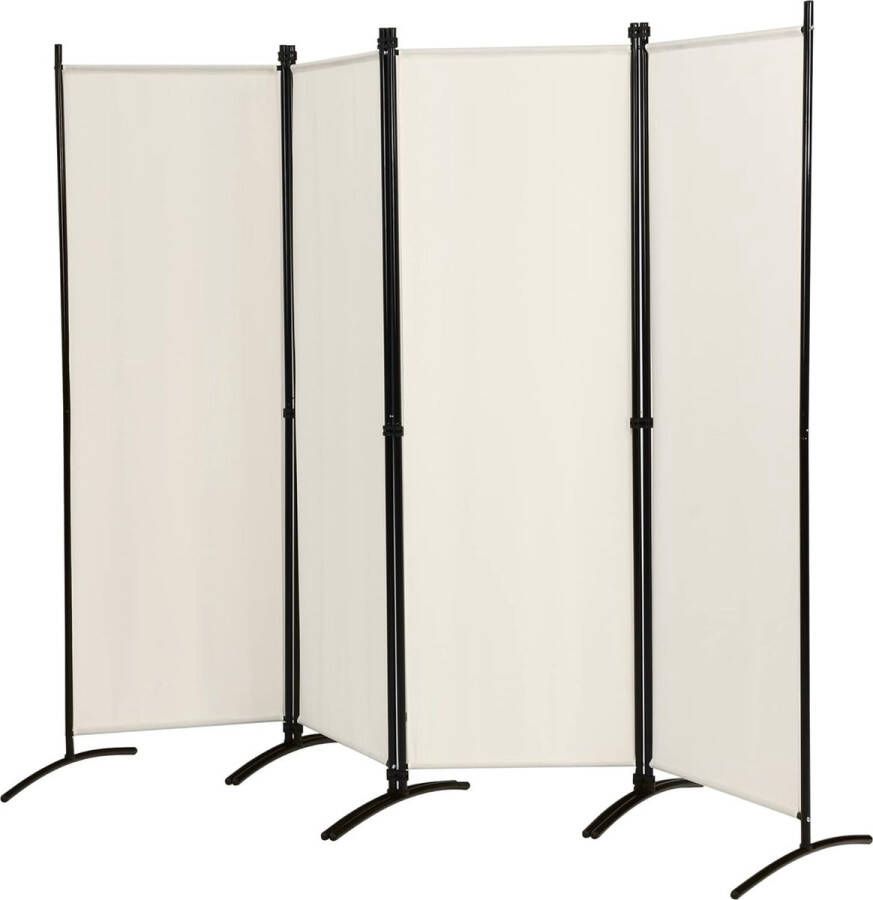 4-delige ruimteverdeler 173 cm hoog scherm met metalen frame inkijkbescherming scheidingswand inklapbaar voor woonkamer slaapkamer en kantoor wit