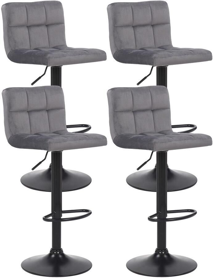 4-delige Set Barkrukken Fluweel Barstoelen Optimaal Comfort