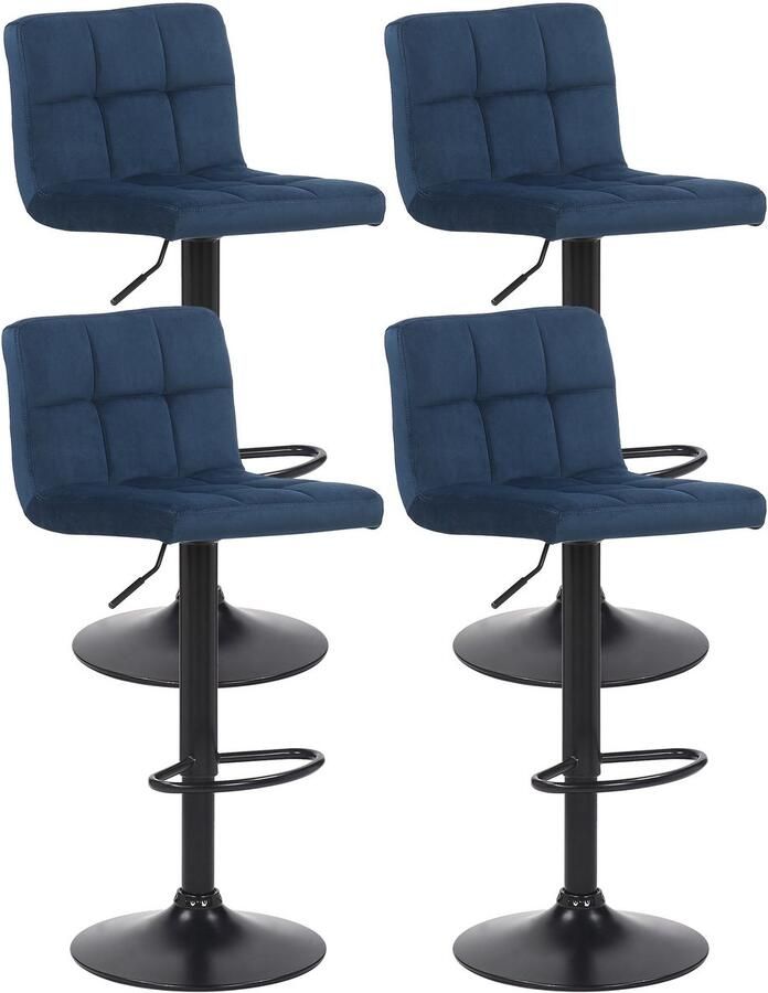 4-delige Set Barkrukken Fluweel Barstoelen Optimaal Comfort