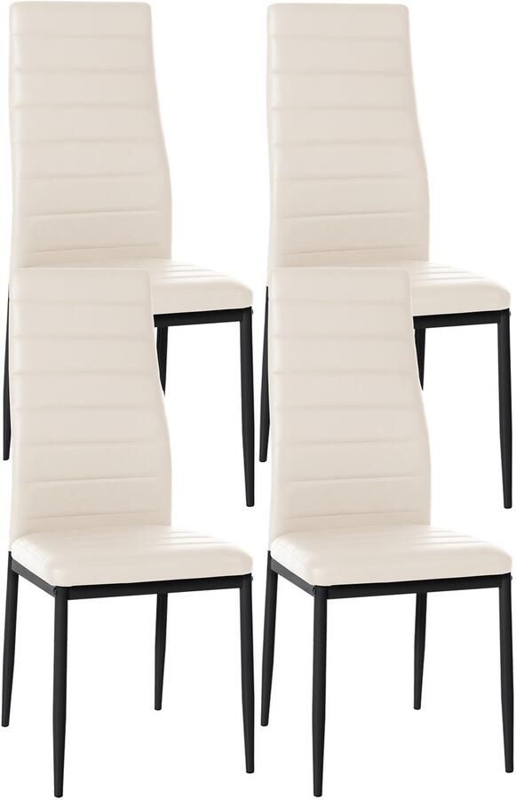 4-delige set Eetkamerstoelen Dinerset Comfortabele Hoge Rugleuning Modern Design