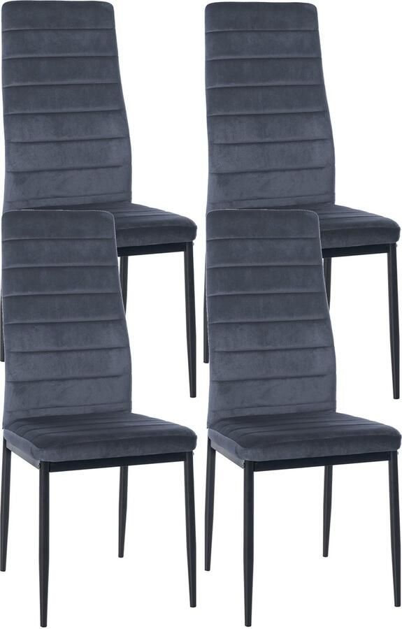 4-delige set Eetkamerstoelen Dinerset Comfortabele Hoge Rugleuning Modern Design