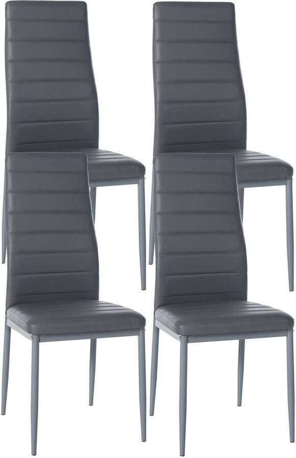 4-delige set Eetkamerstoelen Dinerset Comfortabele Hoge Rugleuning Modern Design