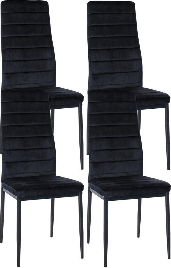 4-delige set Eetkamerstoelen Dinerset Comfortabele Hoge Rugleuning Modern Design