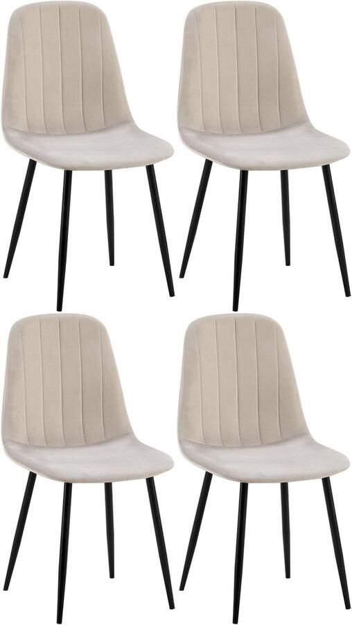 4-delige Set Eetkamerstoelen Fluweelbekleding Hoog Zitcomfort