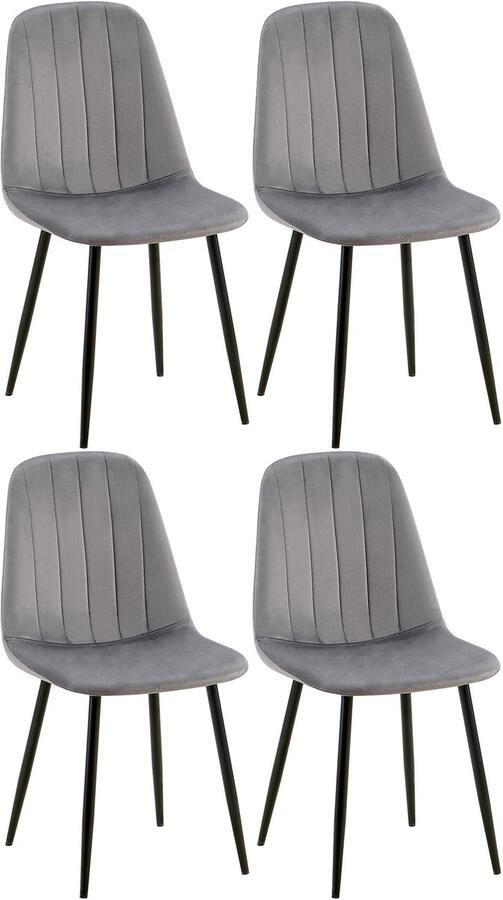 4-delige Set Eetkamerstoelen Fluweelbekleding Hoog Zitcomfort