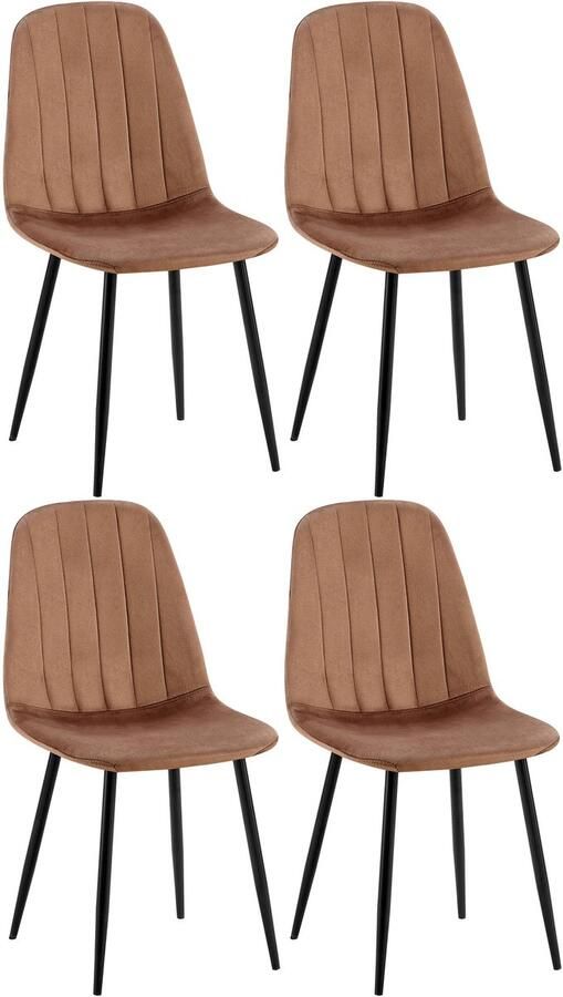 4-delige Set Eetkamerstoelen Fluweelbekleding Hoog Zitcomfort