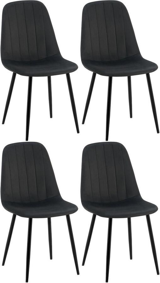 4-delige Set Eetkamerstoelen Fluweelbekleding Hoog Zitcomfort