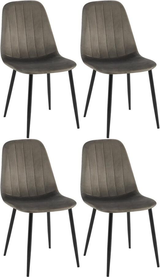 4-delige Set Eetkamerstoelen Fluweelbekleding Hoog Zitcomfort