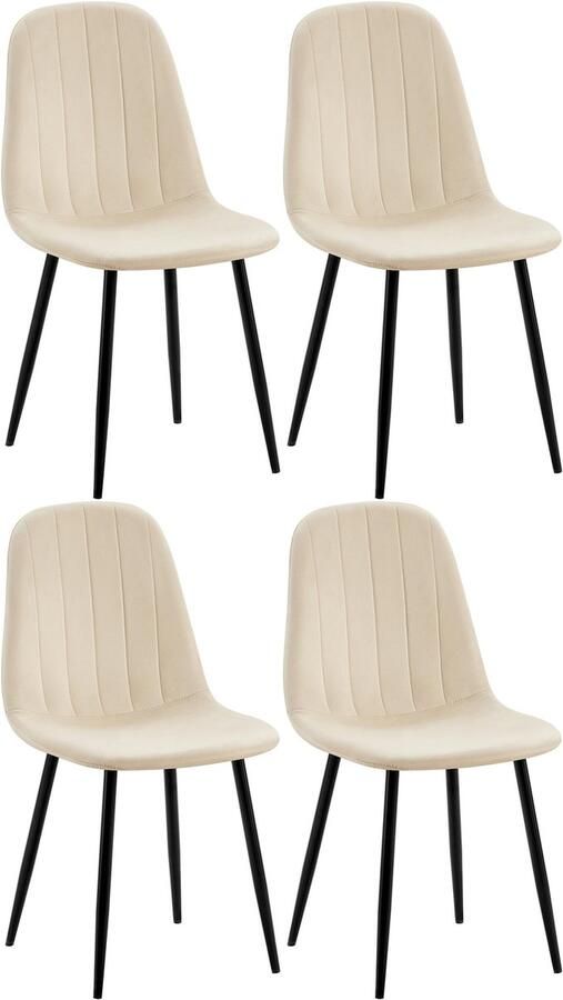 4-delige Set Eetkamerstoelen Fluweelbekleding Hoog Zitcomfort