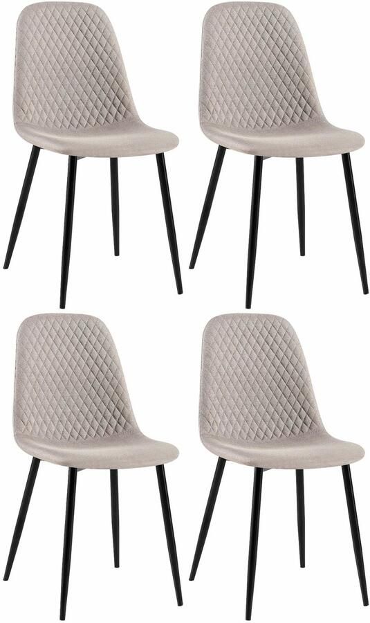 4-delige Set Eetkamerstoelen Gestoffeerd Onderhoudsvriendelijk Design