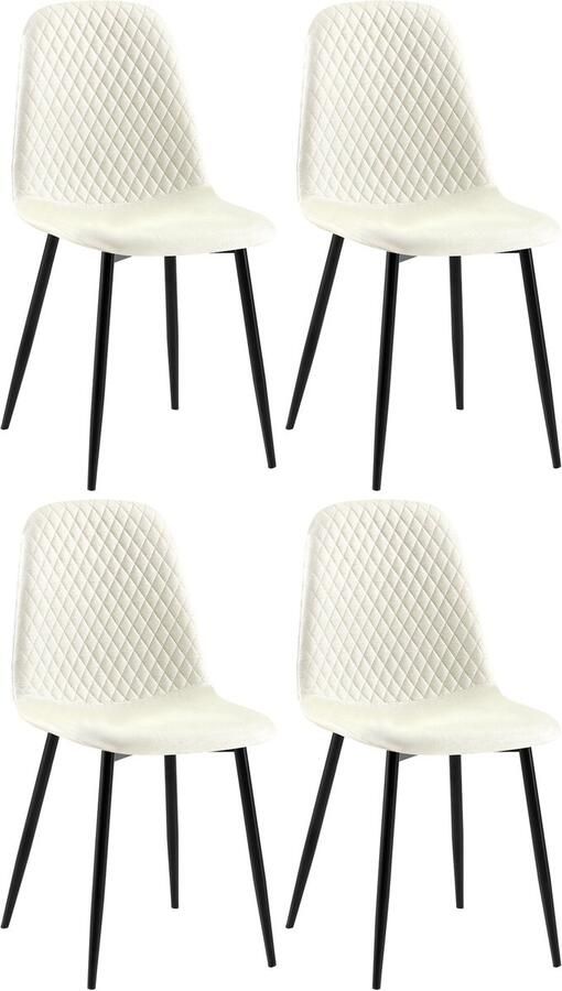 4-delige Set Eetkamerstoelen Gestoffeerd Onderhoudsvriendelijk Design