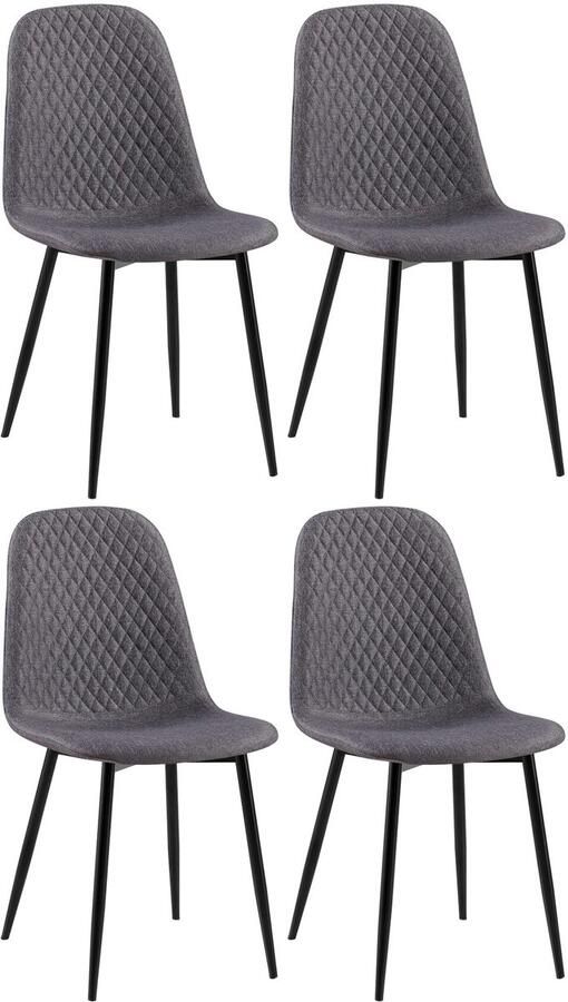 4-delige Set Eetkamerstoelen Gestoffeerd Onderhoudsvriendelijk Design