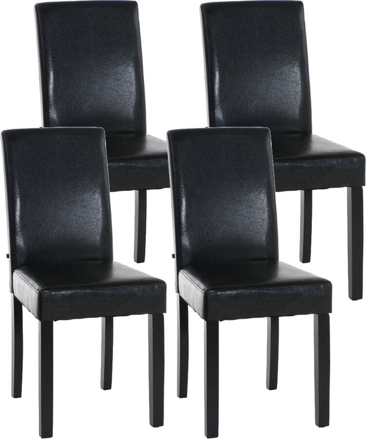 4-delige set Eetkamerstoelen Kunstleer Comfortabele Rugleuning Onderhoudsvriendelijk Design