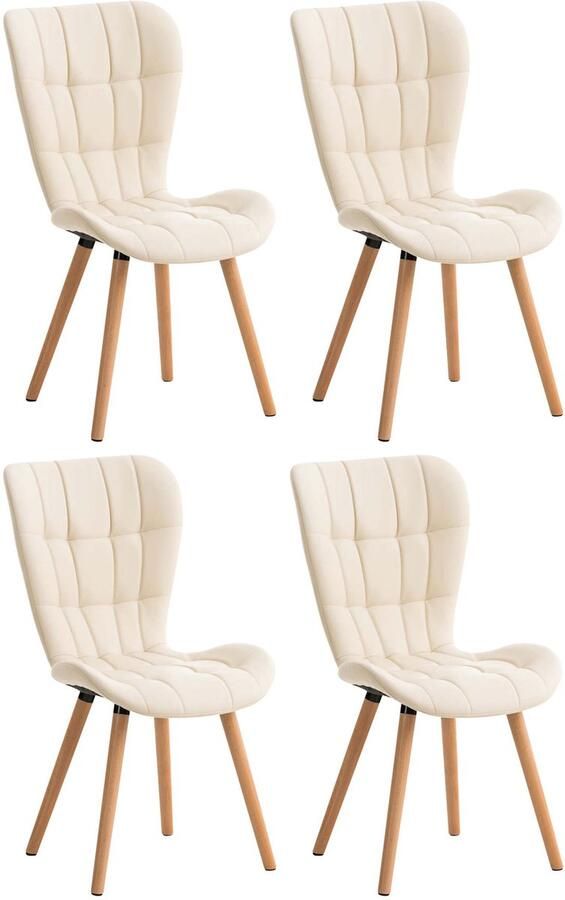 4-delige Set Eetkamerstoelen Kunstleren Zitmeubels Comfortabel Kussen Stijlvol Design