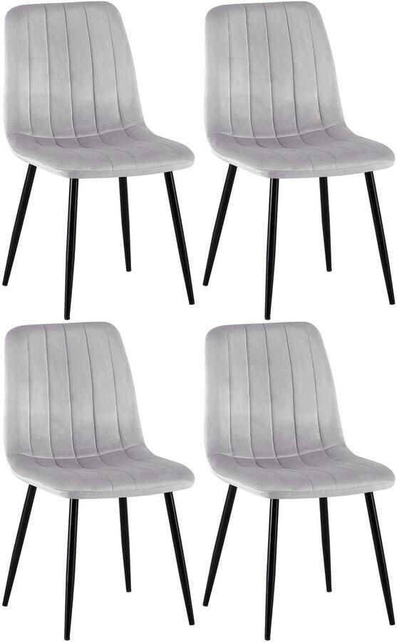 4-delige Set Stoelen Eetkamerstoelen Comfortabele Gewatteerde Zitting