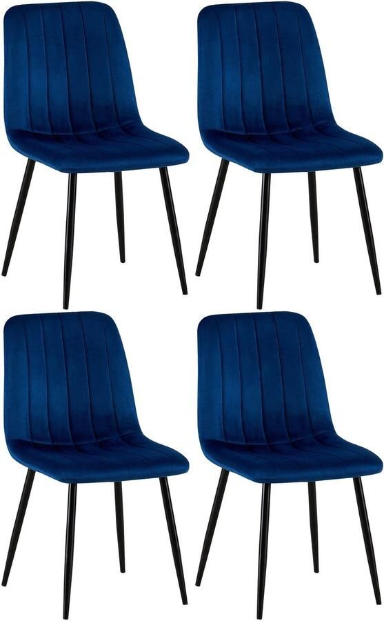 4-delige Set Stoelen Eetkamerstoelen Comfortabele Gewatteerde Zitting