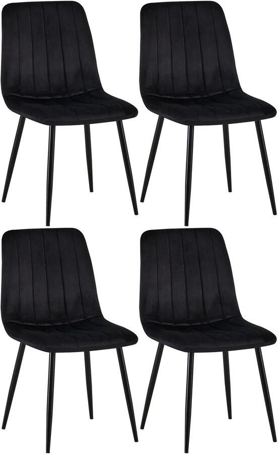 4-delige Set Stoelen Eetkamerstoelen Comfortabele Gewatteerde Zitting