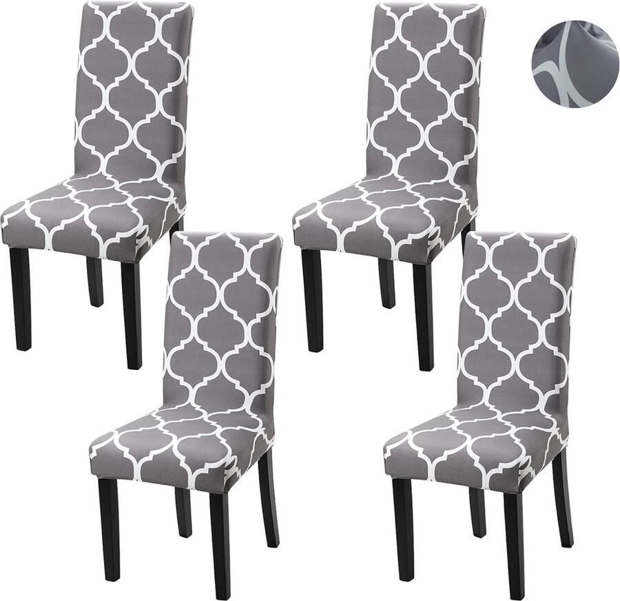 4-delige stoelhoezen voor eetkamerstoelen flexibele stoelhoezen eetkamerstoelhoezen afneembaar en wasbaar geschikt voor thuis kantoor hotel feest bruiloftsrestaurant grijs