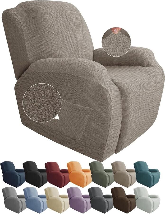 4-delige stretch jacquard stoelhoes voor fauteuil Complete bescherming voor uw woonkamer
