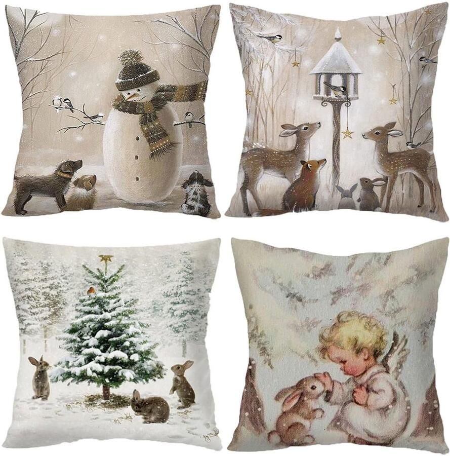 4-delige vierkante kussensloop decoratieve sierkussenhoes bank patio slaapkamer decoratie cadeau 45x45cm