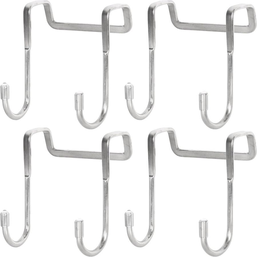 4-delige zilveren kapstok dubbele deurhaak RVS deurhaak omkeerbare haak keuken badkamer woonkamer deurhaak RVS deurhanger haak badkamerhaak kledinghaak kapstok over de deur handdoekhaak deurhanger wandhanger dubbele haak