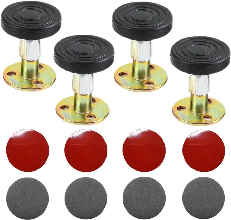 4-delige Zwarte Verstelbare Bedframe Set Anti-schudgereedschap Schroefdraad Muurbescherming Makkelijk te Installeren