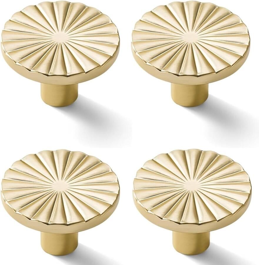 4 geborstelde gouden kastknoppen 37×37×22mm messing platte ladegrepen handgrepen voor keukens kasten badkamers dressoirs kasten goud