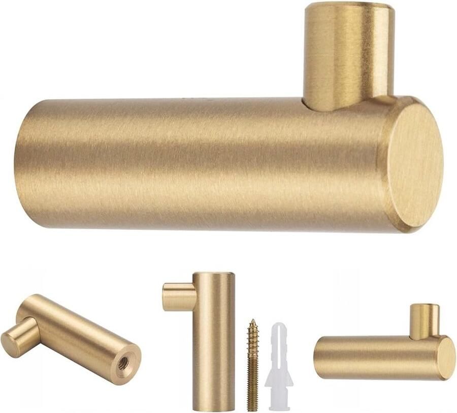 4 Gouden Wandhaken Decoratieve Messing Kapstokhaken Handdoekhaken L-vormig